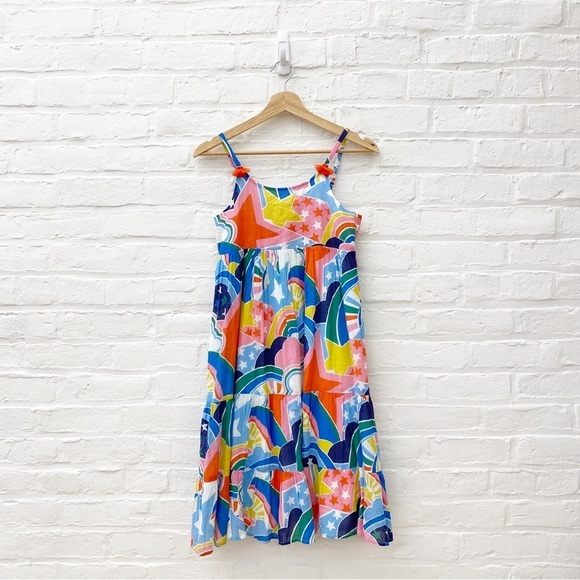 Boden || Tiered Tassel Dress Bright Rainbow 11-12Y - Picture 1 of 7